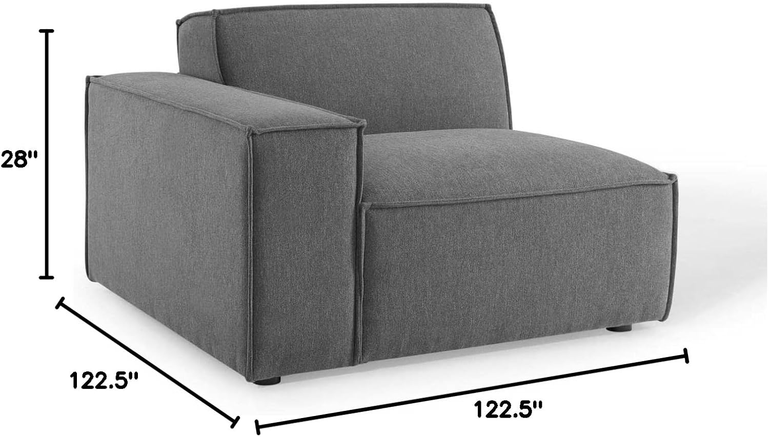 Charcoal Velvet 5-Piece Sectional Sofa with Ottoman