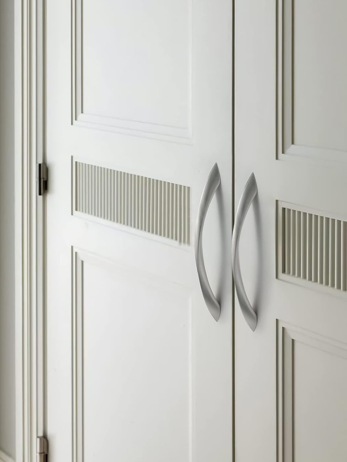 10 Pack Brushed Nickel Cabinet Pulls 7.56 Inch Arch Twisted Silver Handles Drawer Kitchen Cupboard Bathroom Dresser Cabinet Hardware Zinc Alloy