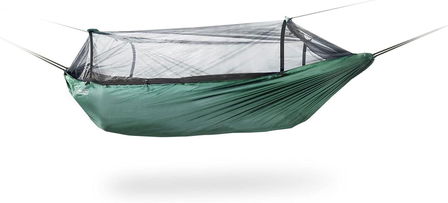 DD Hammocks Frontline Hammock - Olive Green - Portable Lightweight Camping Jungle Hammock with Mosquito Net for Outdoor Backpacking & Hiking