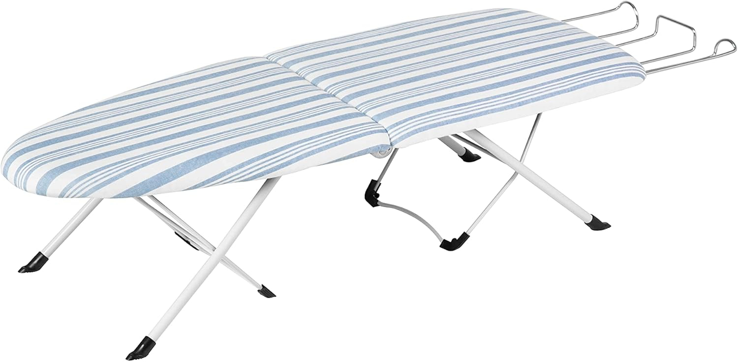Honey-Can-Do Folding Tabletop Ironing Board with Iron Rest, Blue, 32” L x 12” W, Steel Frame