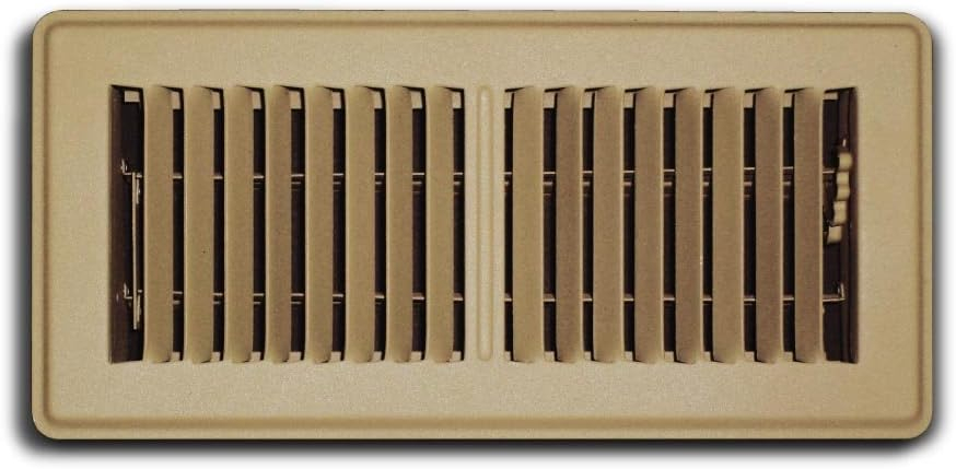 Brown Rectangular Steel Floor Register with Damper