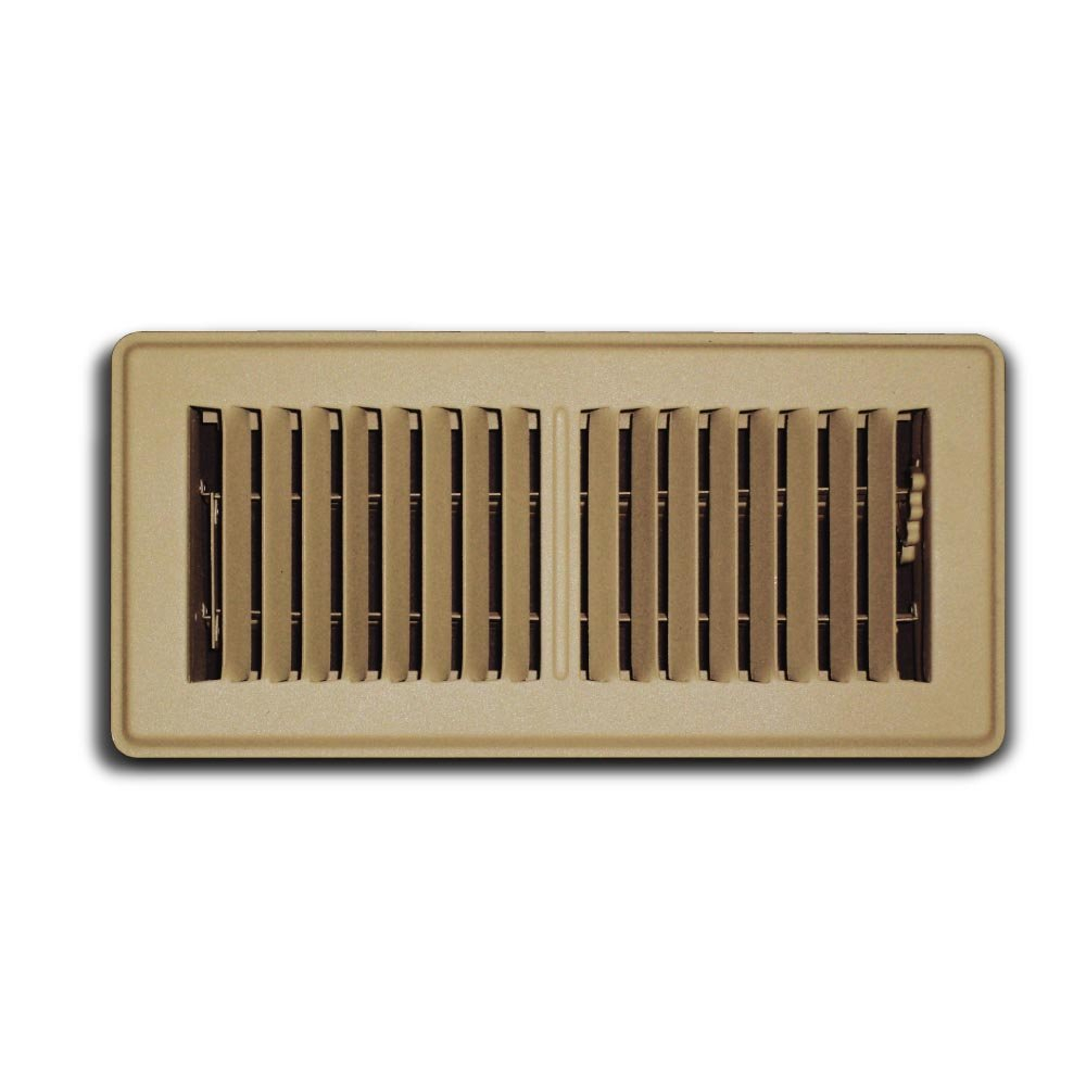 Brown Rectangular Steel Floor Register with Damper