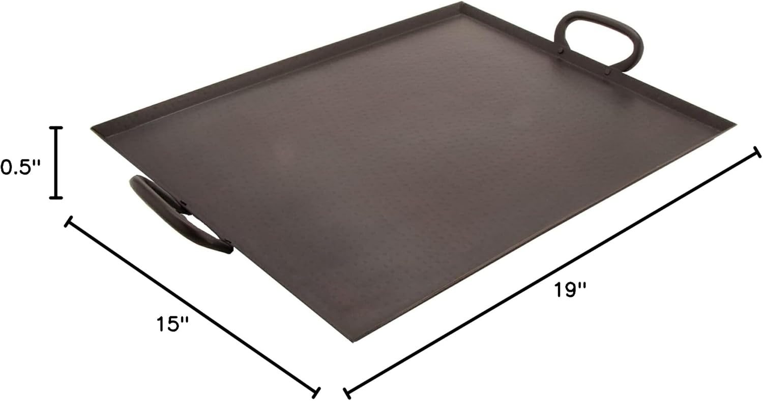 G.E.T. Heavy-Duty Metal Serving / Ottoman Tray with Handles, 19" x 15", Hammered Bronze