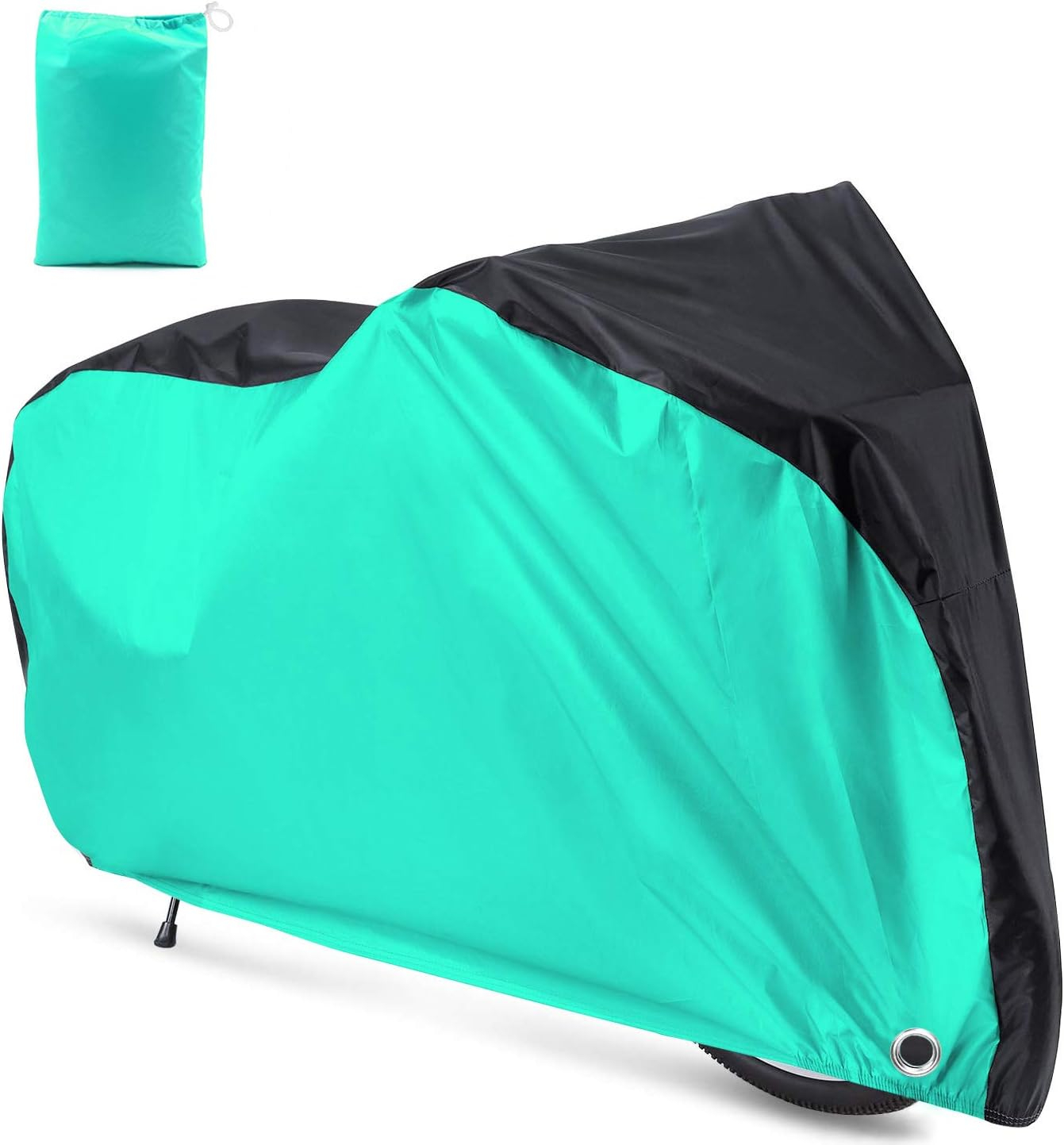 Roctee Bicycle Cover Waterproof Wind Rain Snow Proof Outdoor Mountain Bike Road Travel Bike Cycle Covers with Storage Bag, 78.7''(L) 27.6''(W) 43.3''(H) for XL Size (Black & Aqua Green)