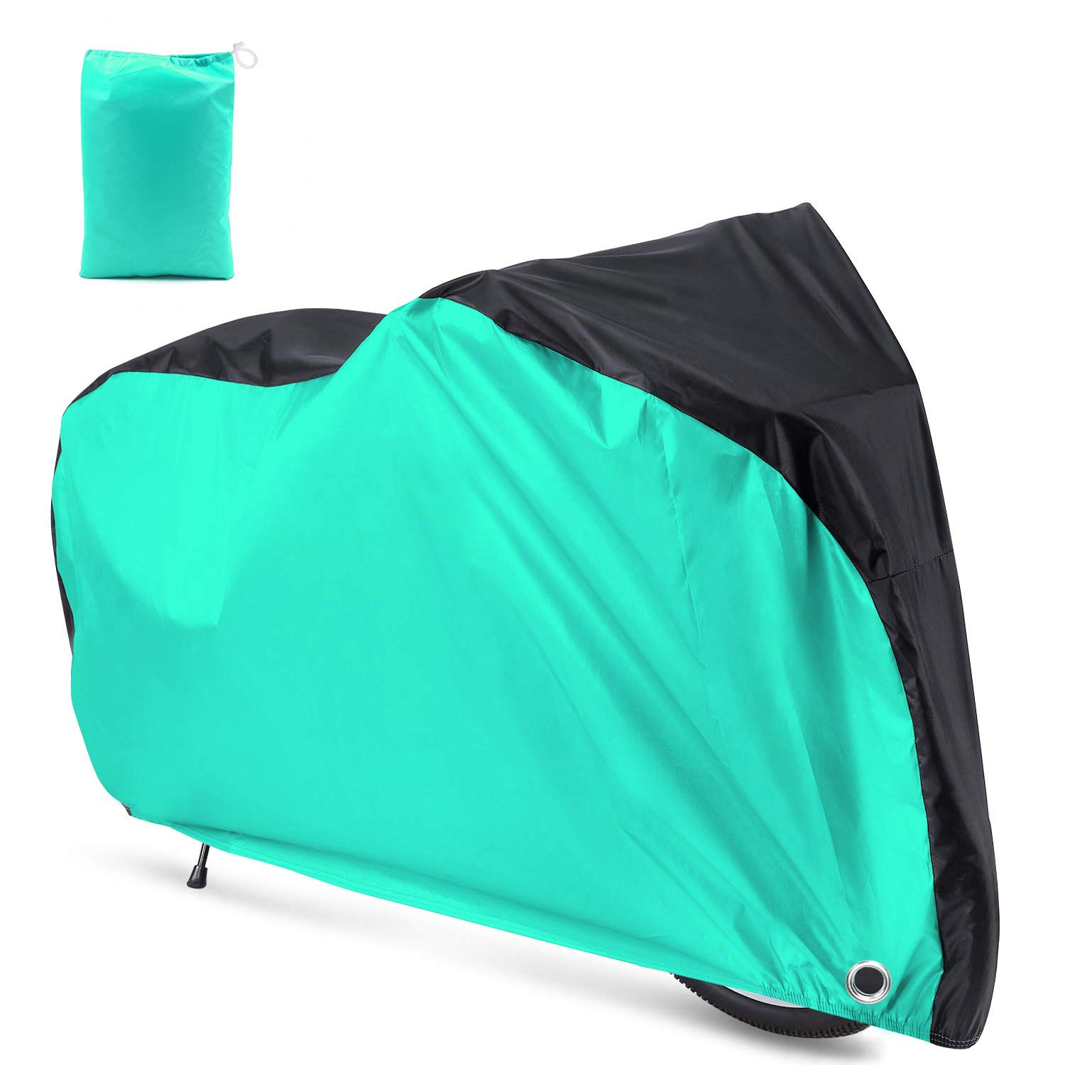 Roctee Bicycle Cover Waterproof Wind Rain Snow Proof Outdoor Mountain Bike Road Travel Bike Cycle Covers with Storage Bag, 78.7''(L) 27.6''(W) 43.3''(H) for XL Size (Black & Aqua Green)