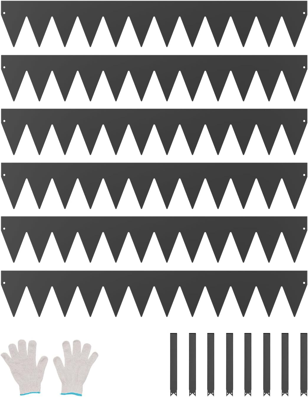KFFKFF 6 PCS Metal Landscape Edging 40" L x 8" H Galvanized Steel Garden Border Flexible Hammer-In Outdoor Landscaping Edge with 8 Clips for Lawn, Garden, Walkway, Yard (Black)