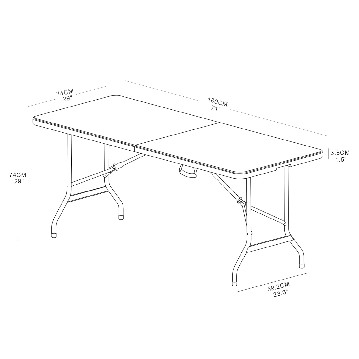 Platinum and Charcoal 6' Folding Table with Steel Legs
