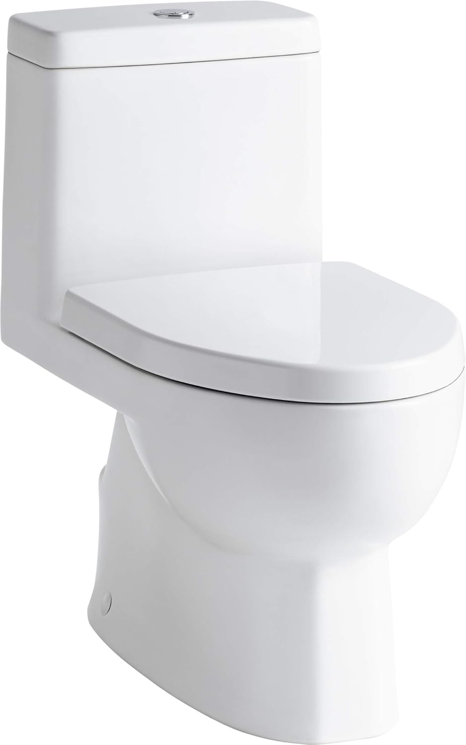 White Compact Elongated One-Piece Dual Flush Toilet