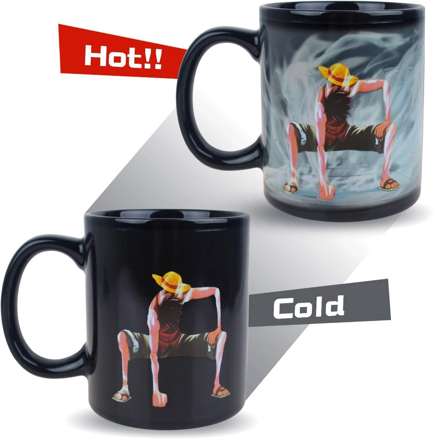 One Piece Luffy Changing Coffee Mug Heat-Sensitive Reactive Ceramic Cup Coffee Mug