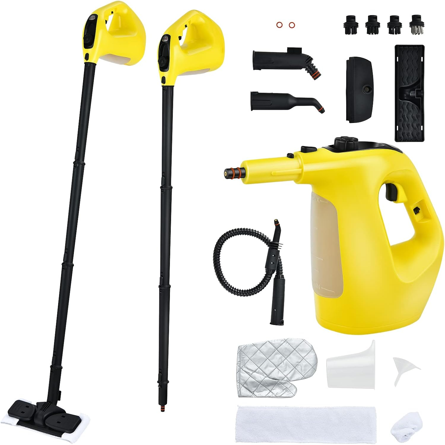 Handheld MultiPurpose Steam Cleaner with 17 Pieces, 350ml Large Capacity Steam Mop Continuous Fill water, Portable Chemical-Free Steamer for Home Use Carpet, Floors, Windows, 1400W