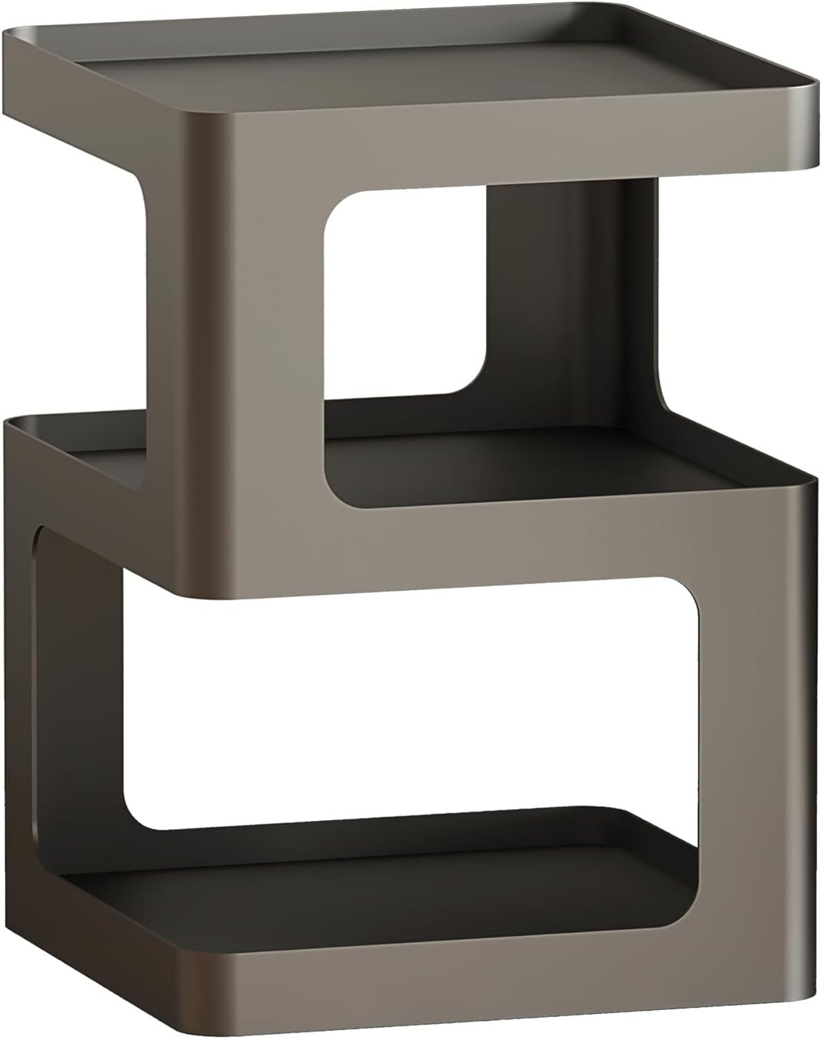Metal Nightstand, Small End Table, Modern Side Table, Accent Bedside Table, 3 Tier Night Stands, Bed Side Table for Living Room Bedroom Outdoor Entryway, No Assembly Required, Black