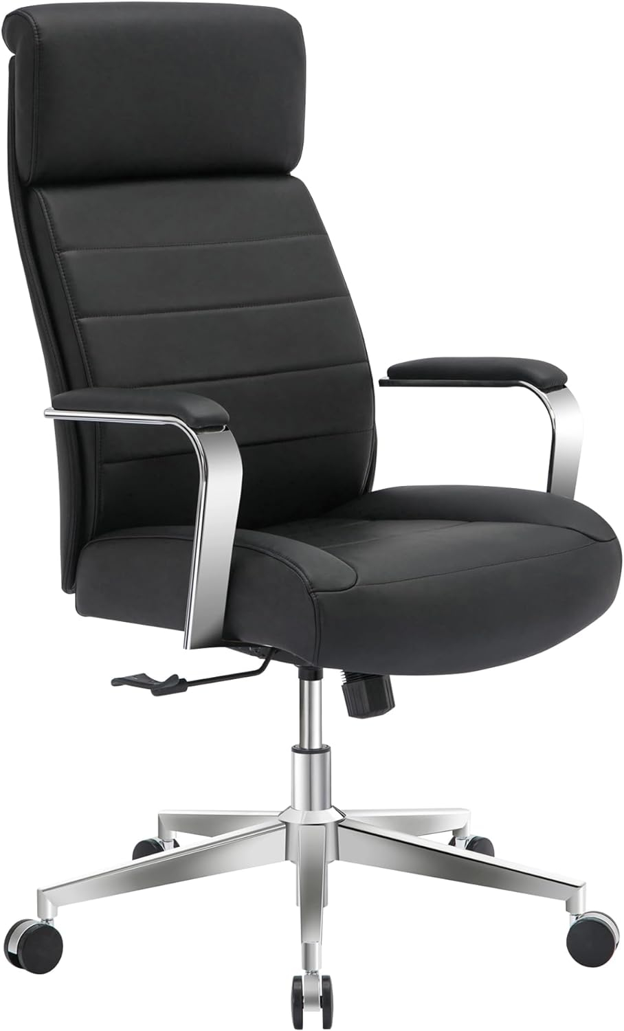® Modern Comfort Modee Vegan Leather High-Back Executive Office Chair, Black/Chrome, BIFMA Compliant