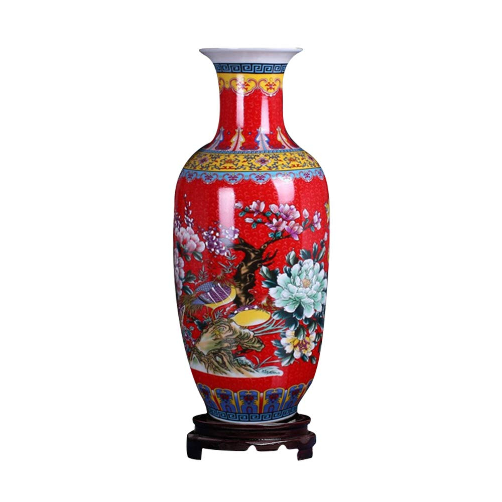 Jingdezhen Large Ceramic Floor Vase,Flower Vase Handmade Home Decorative Vase,Height 18.11"(46cm),Red