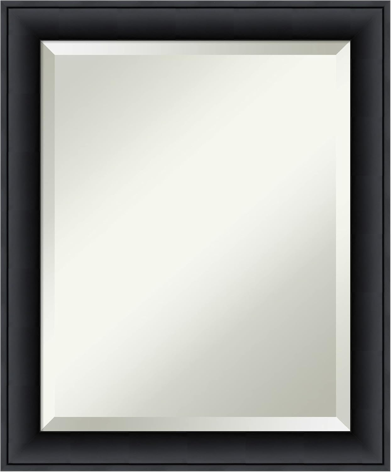 Amanti Art Beveled Wood Bathroom Wall Mirror - Nero Black Frame Outer Size: 19 x 23 in