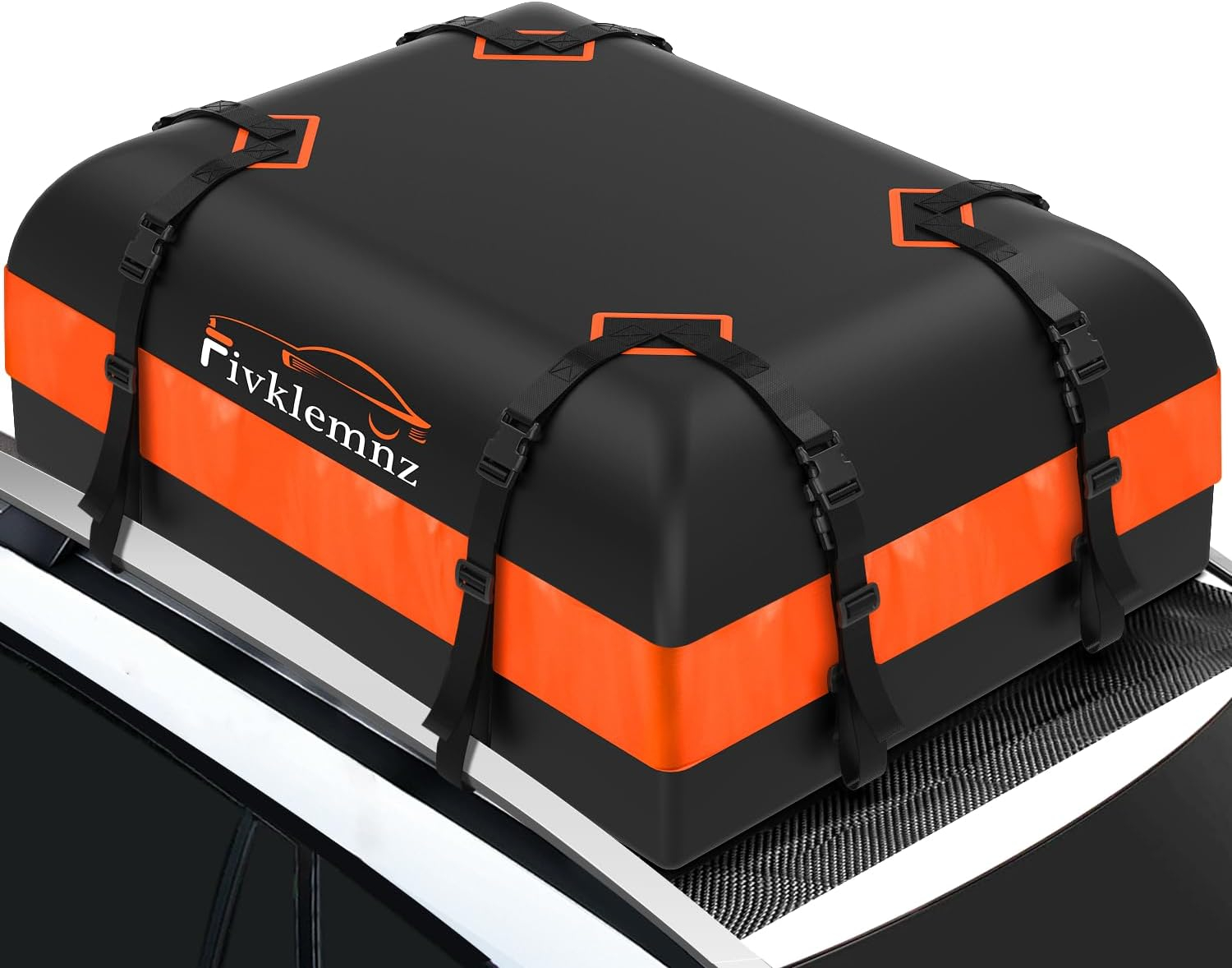 Large Black and Orange Waterproof Rooftop Cargo Carrier Bag
