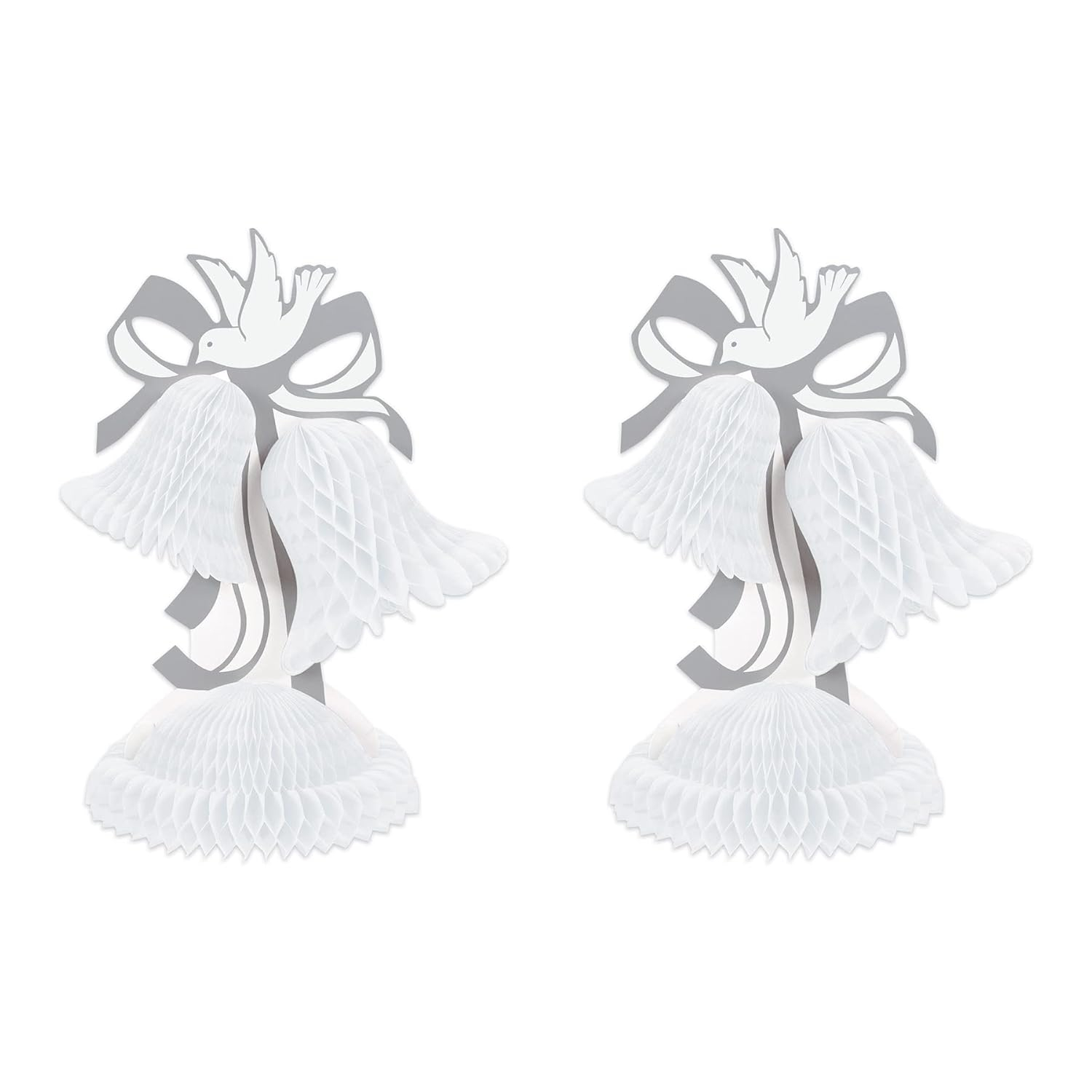Beistle 2 Piece Honeycomb Tissue Bell Centerpieces For Wedding Decorations, Bridal Shower Décor, Anniversary Party Supplies
