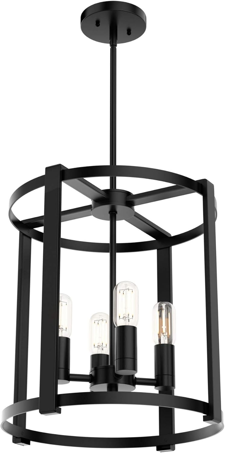 19003-Hunter Fans-Astwood 4-Light Lantern Chandelier in Caged Style-16 Inches Wide by 25.5 Inches High-Matte Black Finish