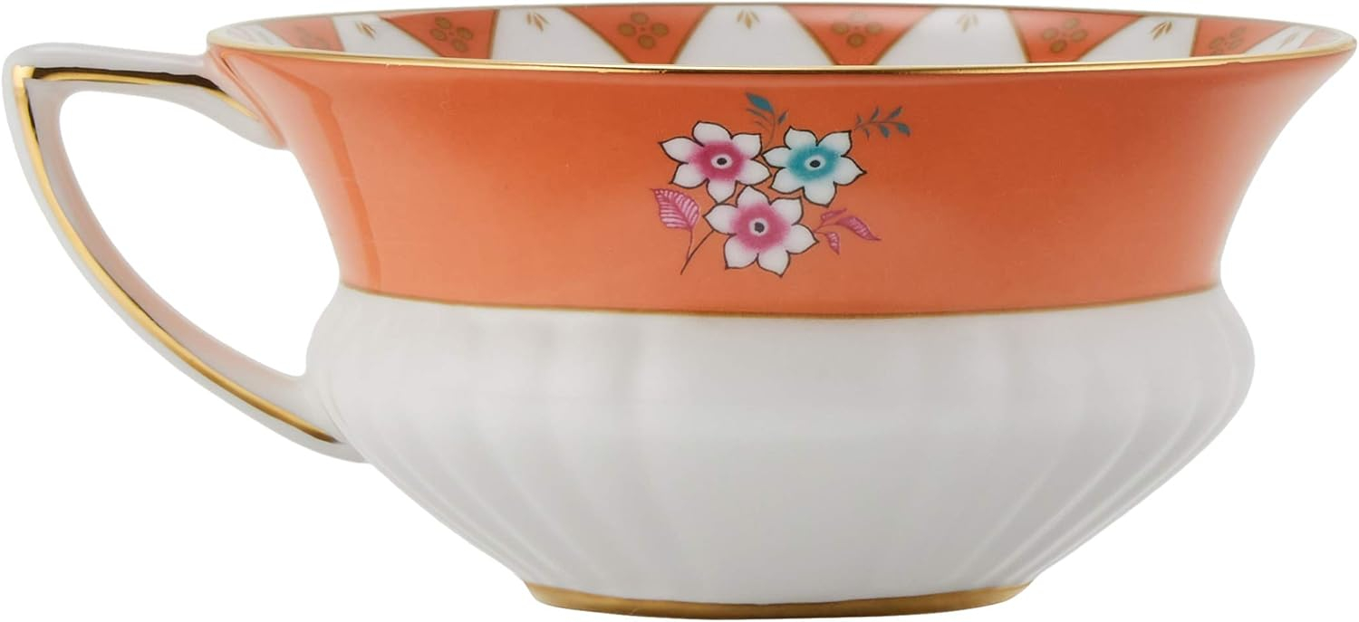 Wedgwood Wonderlust Peony Diamond 2 Piece Bone China Teacup and Saucer Set & Reviews | Wayfair