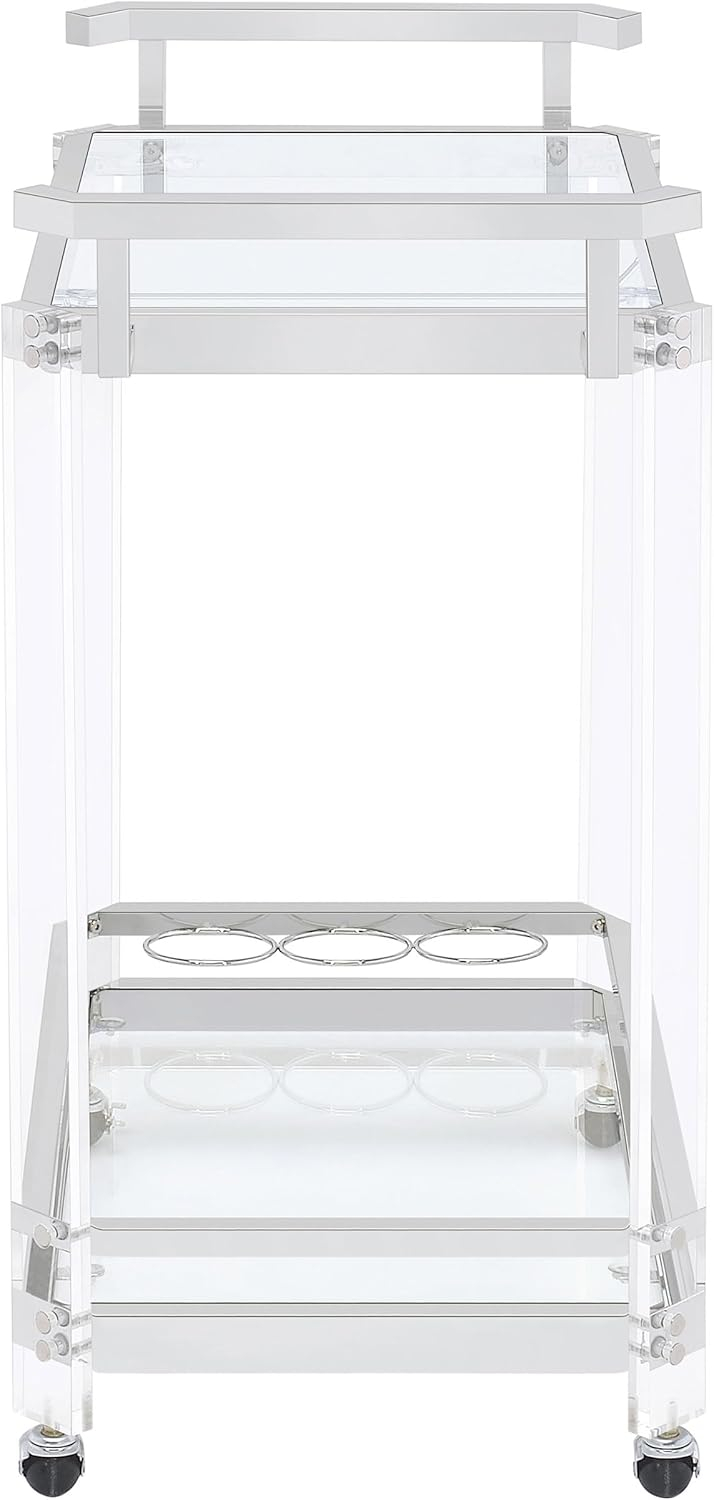 2-tier Glass Serving Cart Clear