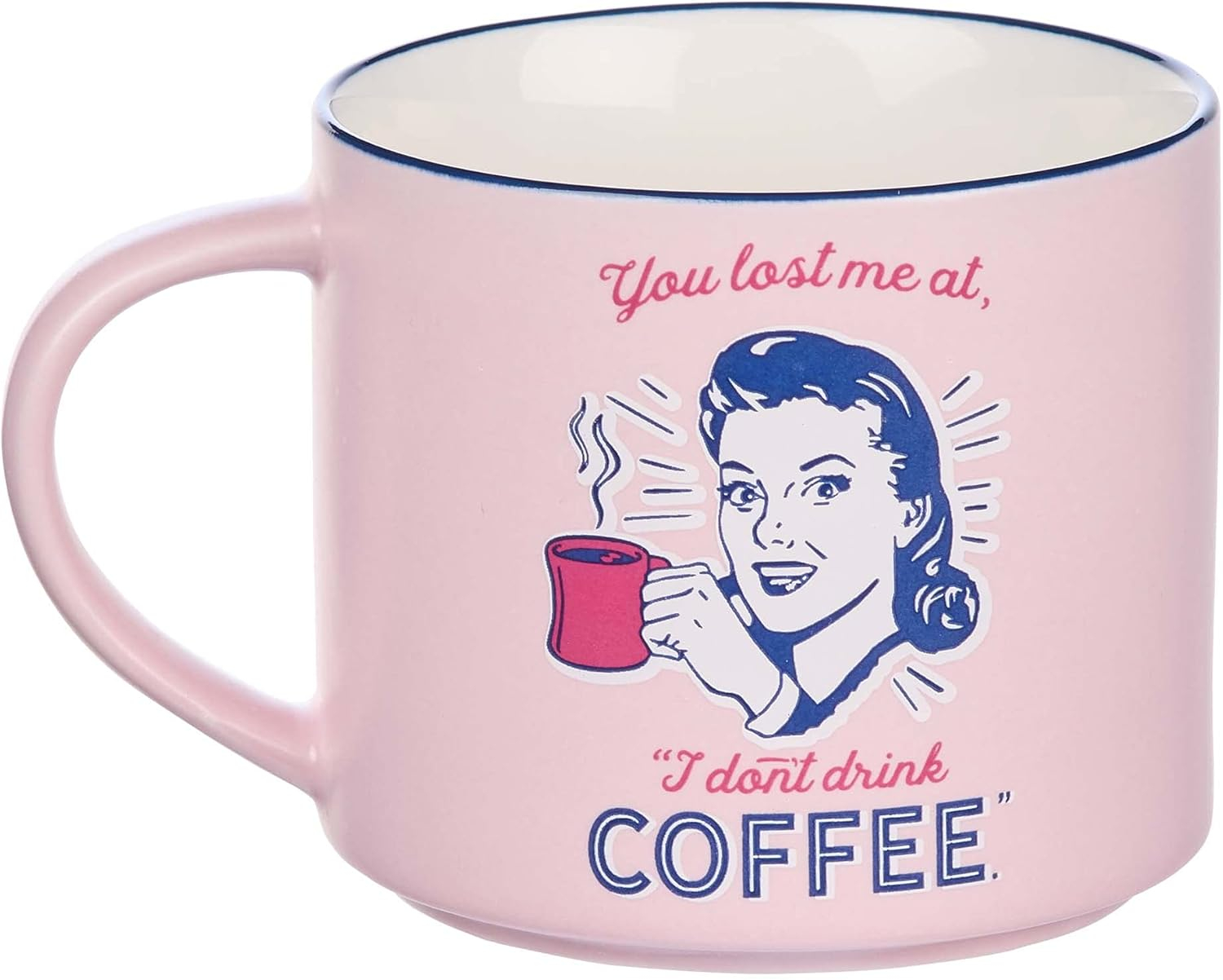 Bless Your Soul XL Pink Coffee Mug You Lost Me At No Coffee, Funny Birthday Gifts for Women, Mom, Co-worker Boss, Retro-Inspired Designs - 15oz Cup