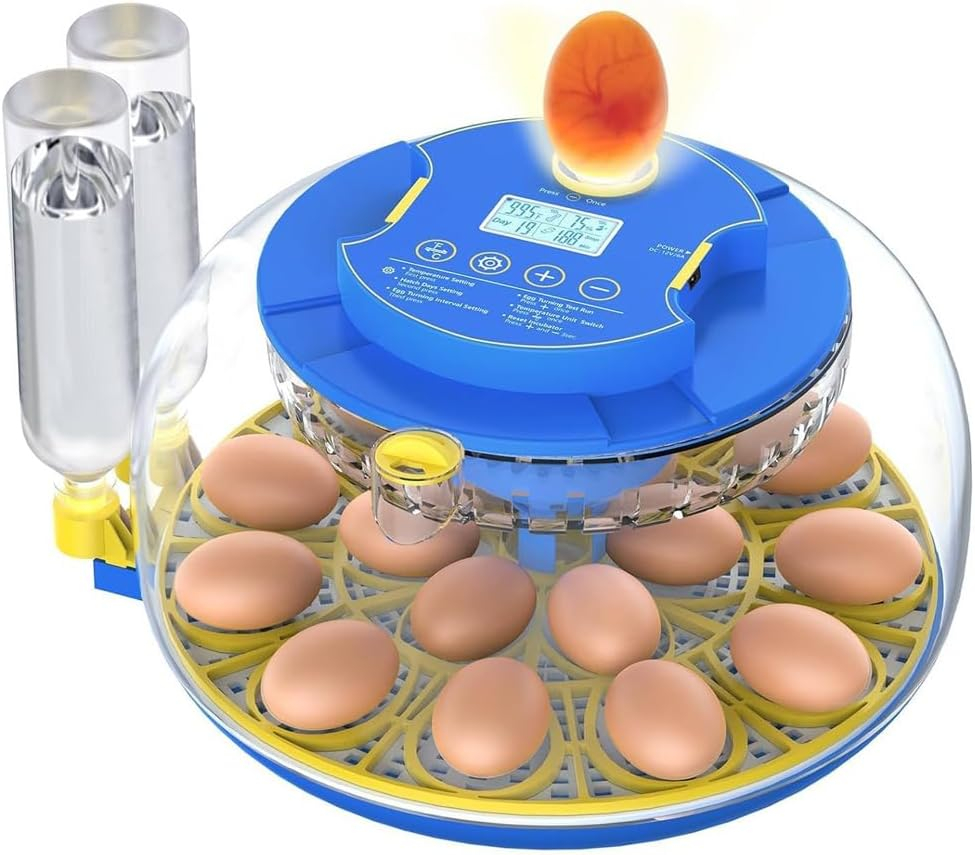 18 Egg Incubators for Hatching Eggs,Egg Incubator with Precise Humidity & Temperature Control,Incubators for Auto Egg Turning,Auto Water Add,Egg Candler,Applicable to Chicken,Goose,Duck,Quail