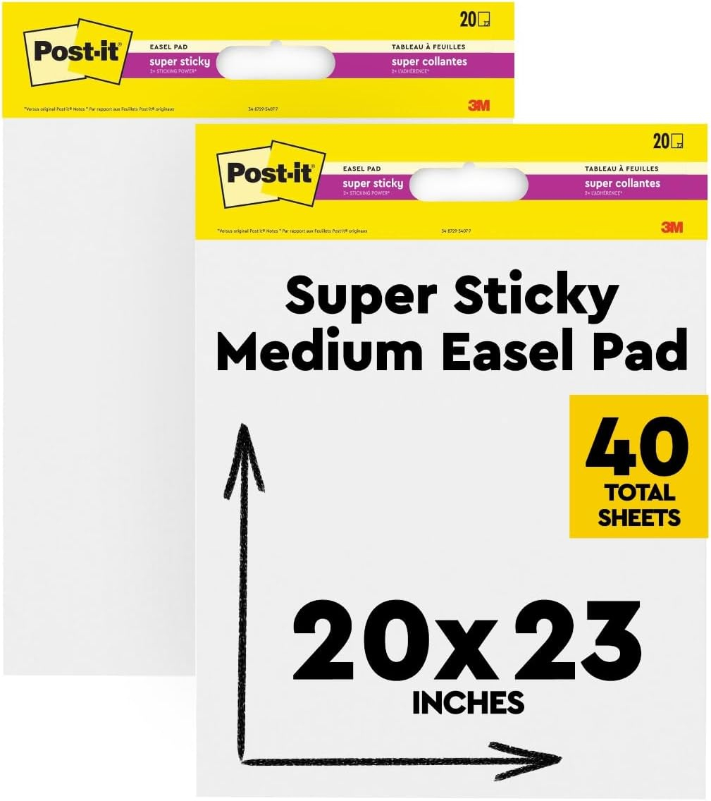 Post-it® Easel Pad 566B-2PK, 20 in x 23 in (50.8 cm x 58.4 cm), 2 Packs per case