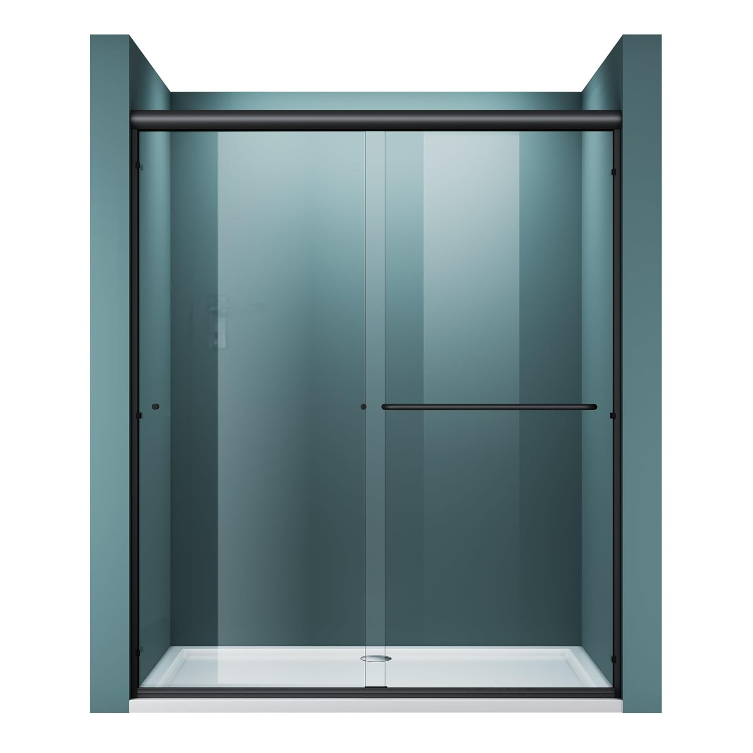 Elegant  Semi-Frameless Double Sliding Shower Doors in Brushed Nickel Finish Various Sizes Shower Enclosure 54''W x 72''H