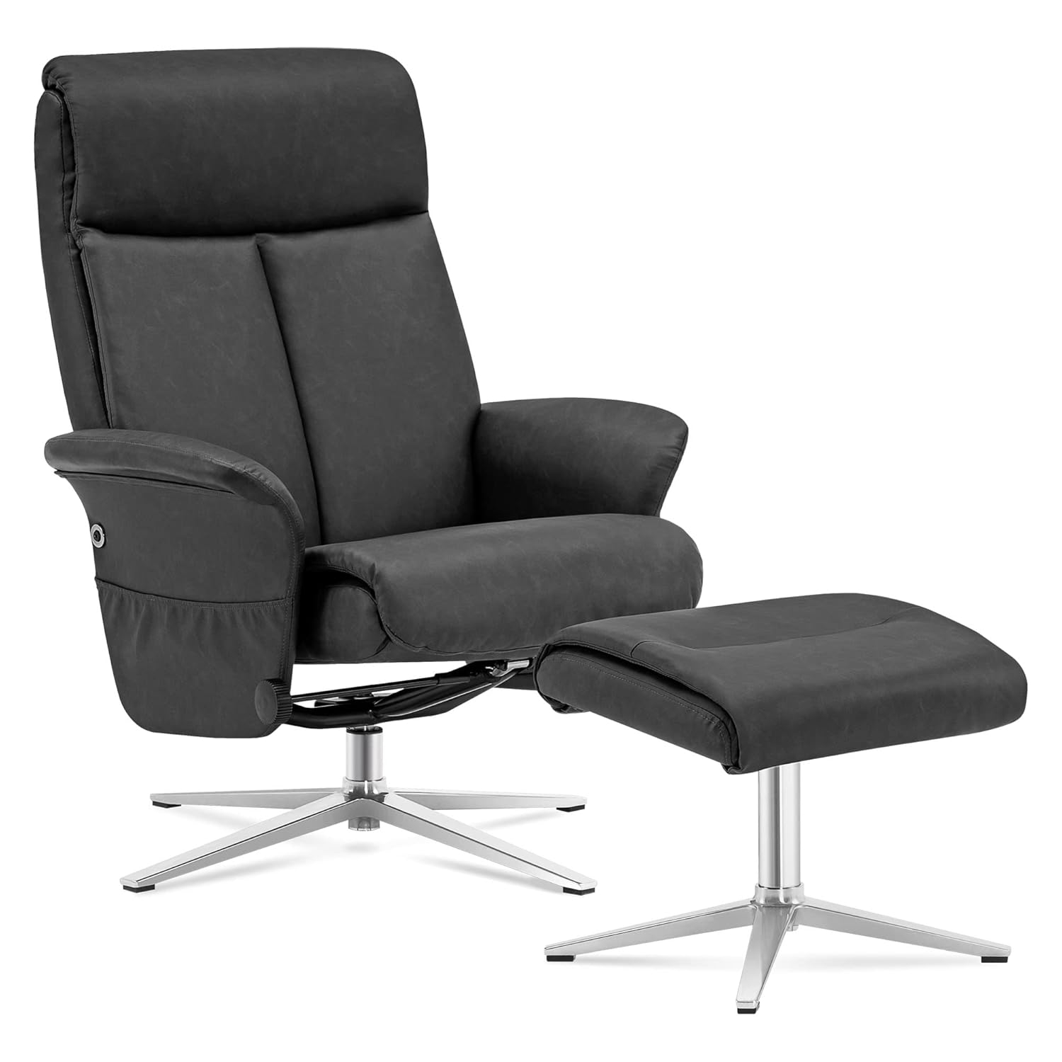 MCombo Recliner with Ottoman, Adult Faux Leather Living Room Chair with Adjustable Backrest and Ottoman