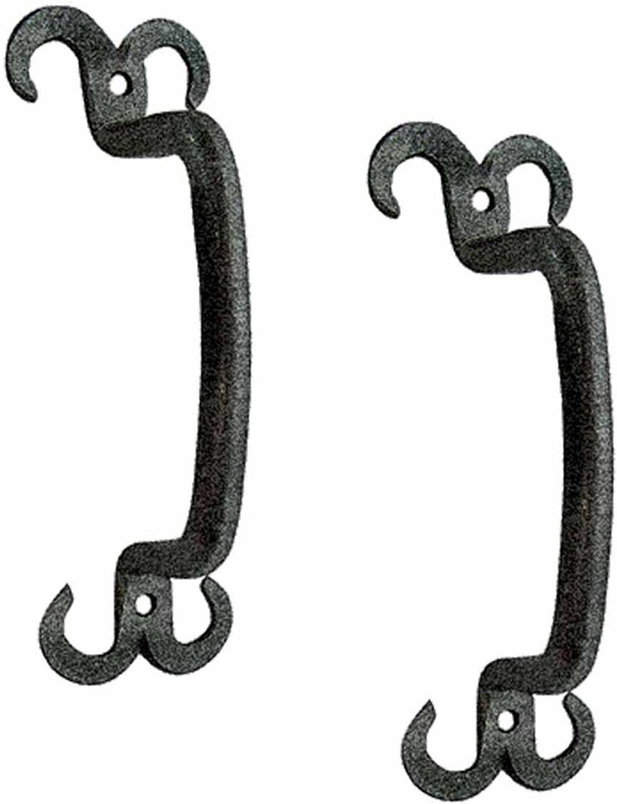 Renovators Supply Black Wrought Iron Cabinet Handle 4.5" L Rustic Decorative Horn Tip Pull Handle Rust Resistant Drawer and Dresser Door Pulls w/Screws Pack of 2