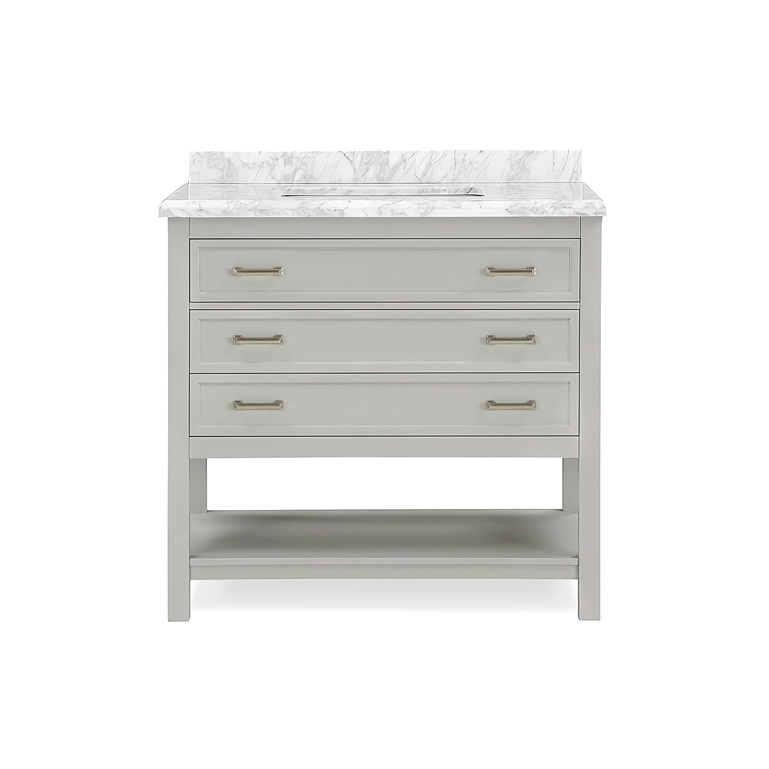 Furniture of America Freya 37" Gray Single Bathroom Vanity with White Carrera Marble Top and Undermount Sink