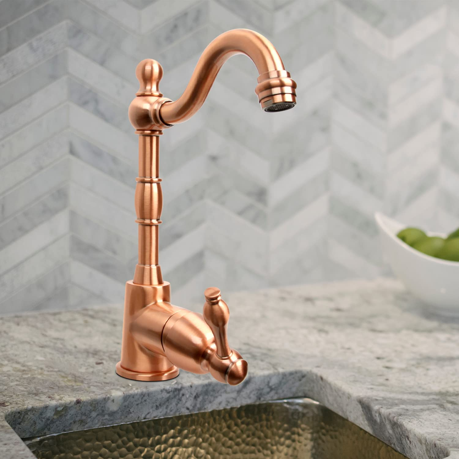 Akicon One-Handle Widespread Kitchen Bar Faucet (Copper)