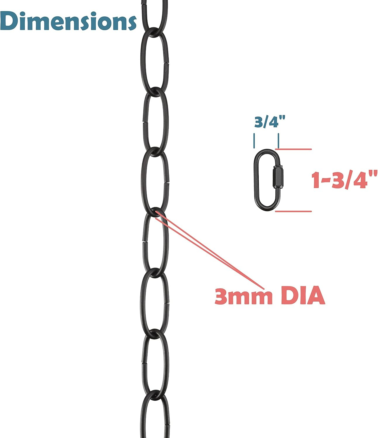 6 Feet Oil Rubbed Bronze Steel Chain with Quick Link Connector