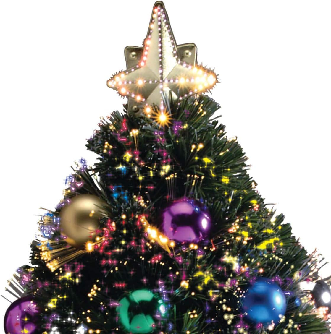 Northwoods Greenery Fiber Optic Christmas Tree with Ball Ornaments, 32-in. Tall
