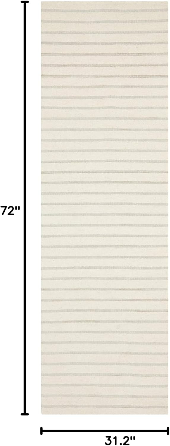 SAFAVIEH Dhurries Gina Geometric Wool Runner Rug, White, 2'6" x 6'