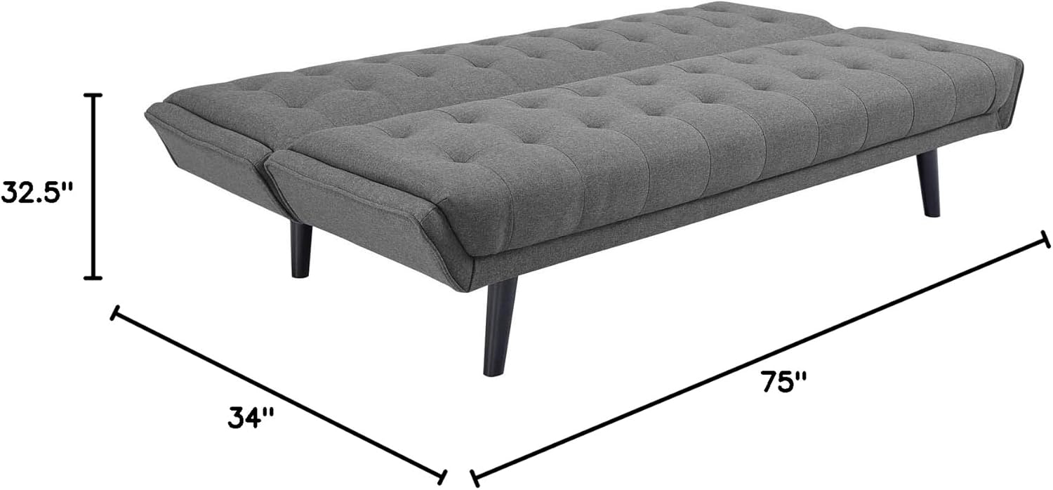 Modway Glance Mid-Century Modern Upholstered Fabric Convertible Futon Sofa Bed Couch In Azure