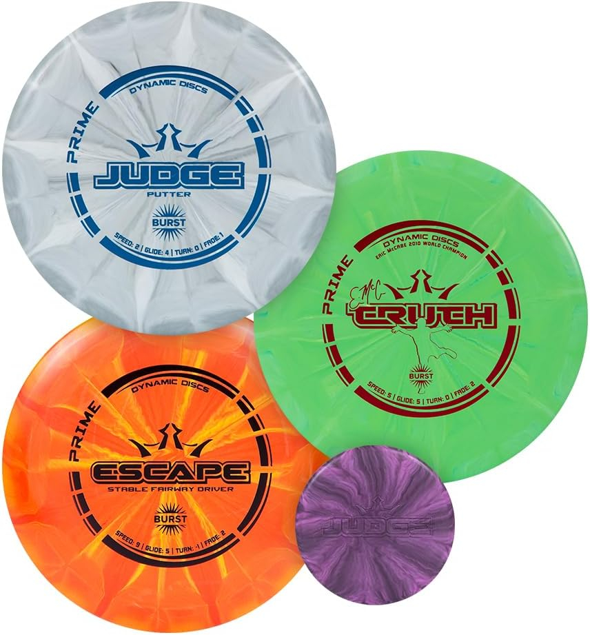 Dynamic Discs Prime Burst 3-Disc Golf Set | Includes Putter, Midrange, Driver, Mini Marker | 170-176g | Starter Disc Golf Accessories for Men | Great Beginner Kit for New Players & Amateurs