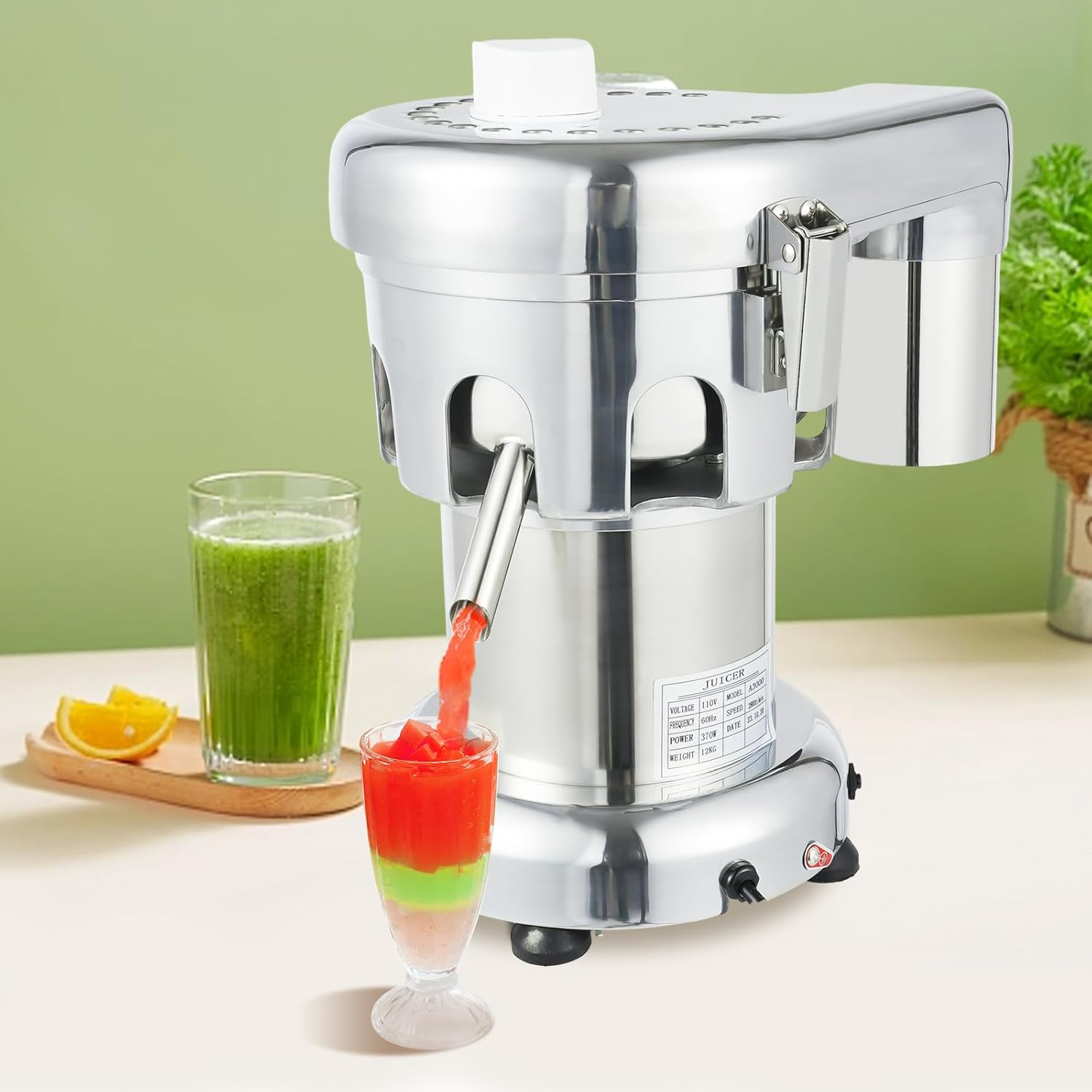 Slag Juice Separation Juicer, Commercial Extractor Heavy Duty Juicer Centrifugal Machine Stainless Steel Electric Juice Extractor for Fruit Vegetable Squeezer