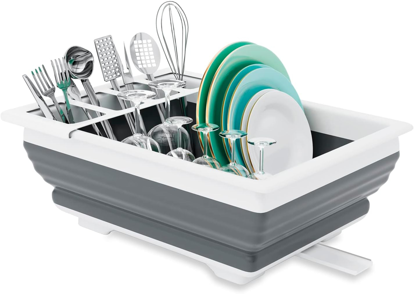 THANSTAR Collapsible Dish Drainer Portable Dinnerware Drainer Organizer for Kitchen RV Campers Travel Trailer Space Saving Kitchen Storage Tray