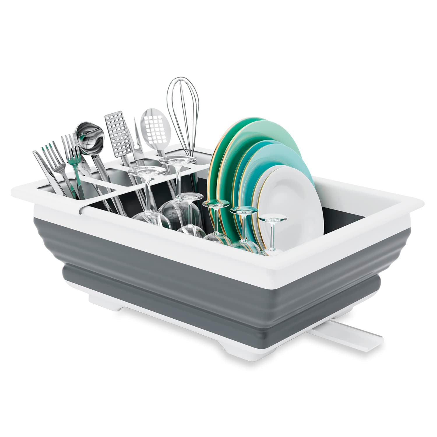 THANSTAR Collapsible Dish Drainer Portable Dinnerware Drainer Organizer for Kitchen RV Campers Travel Trailer Space Saving Kitchen Storage Tray