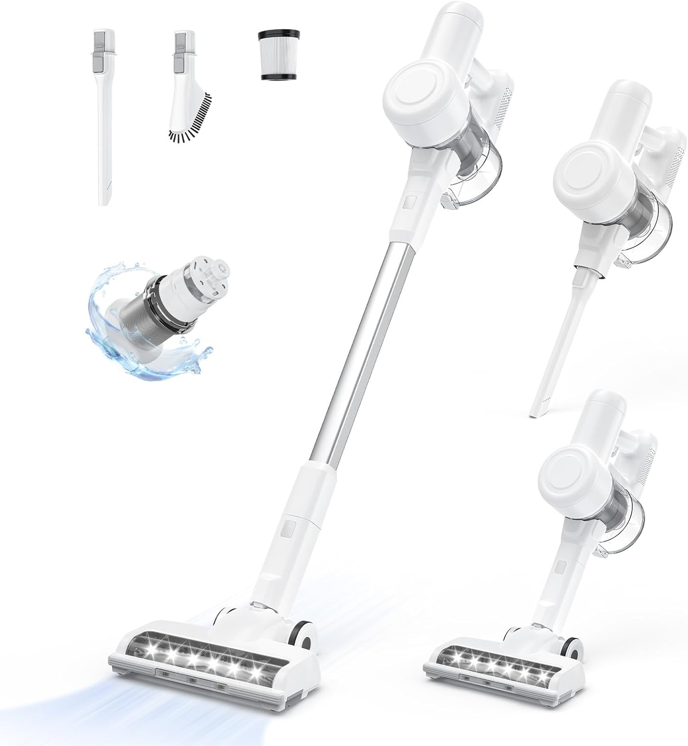 Stick Cordless Vacuum Cleaner, Electric Rechargeable Vac Handheld with LED, Up to 45 Minutes, Powerful Suction