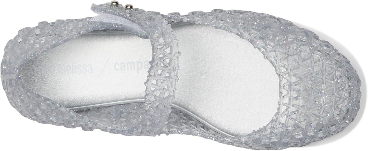 Mini Melissa Toddlers Campana Papel Baby Flats, Glitter Clear,5 M US
