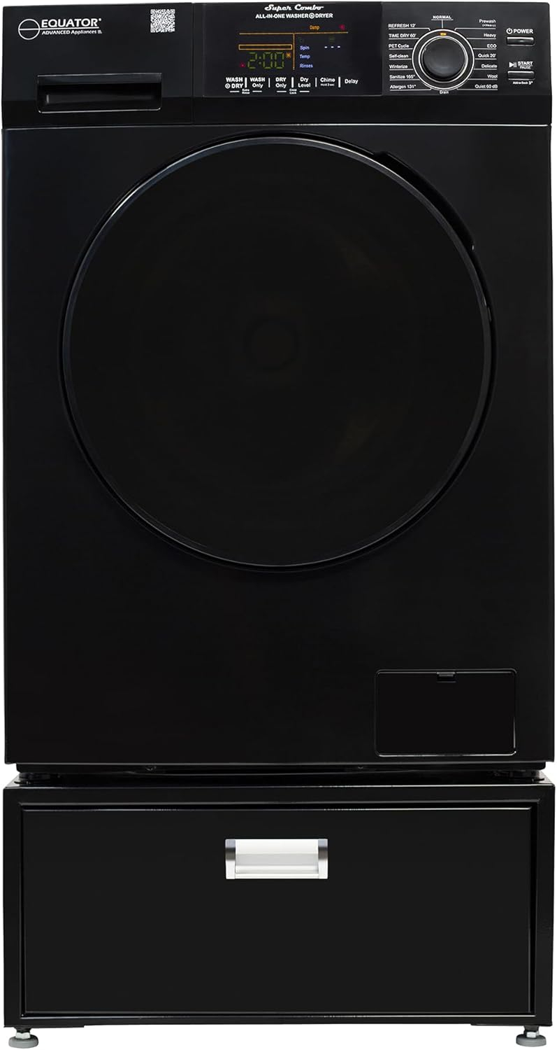 All-in-One Washer Dryer VENTED-DRY FASTER than Condense 15lb 110V + Pedestal