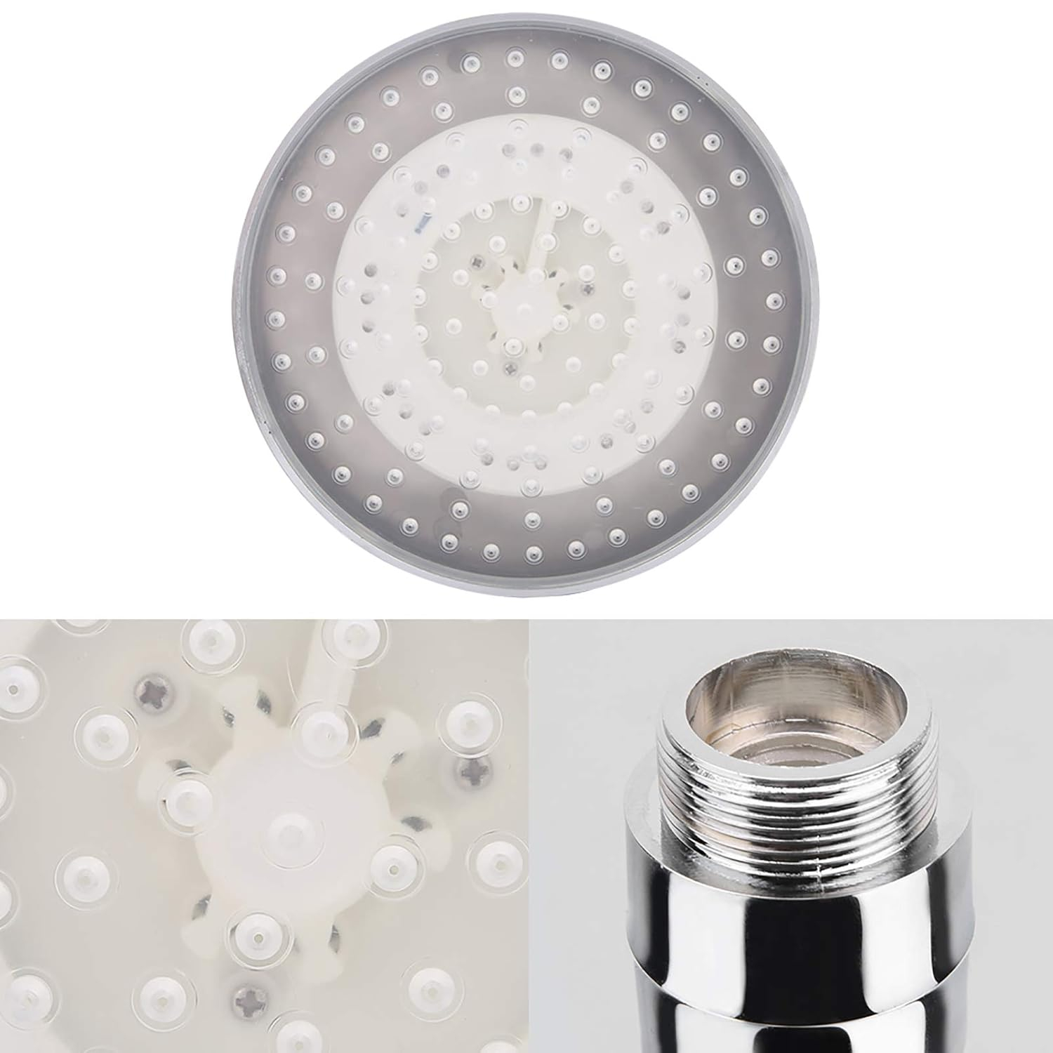 Rain Shower Head, 8" inch Round LED Shower with 3 Color Temperature Controlled Lights Changing automatically Water Rainfall High-Pressure Bathroom Shower Head