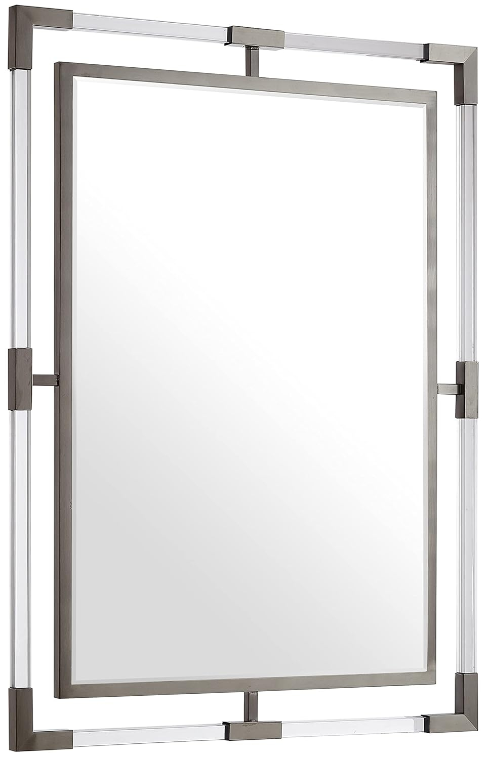 Meridian Furniture 452-M Ghost Collection Modern | Contemporary Mirror, Acrylic/Brushed Silver, 28" W x 1" D x 38" H