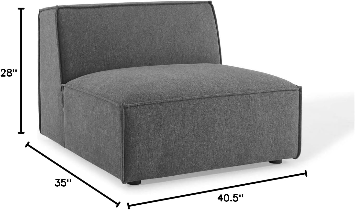 Modway Restore Polyester Fabric Sectional Sofa Armless Chair in Charcoal