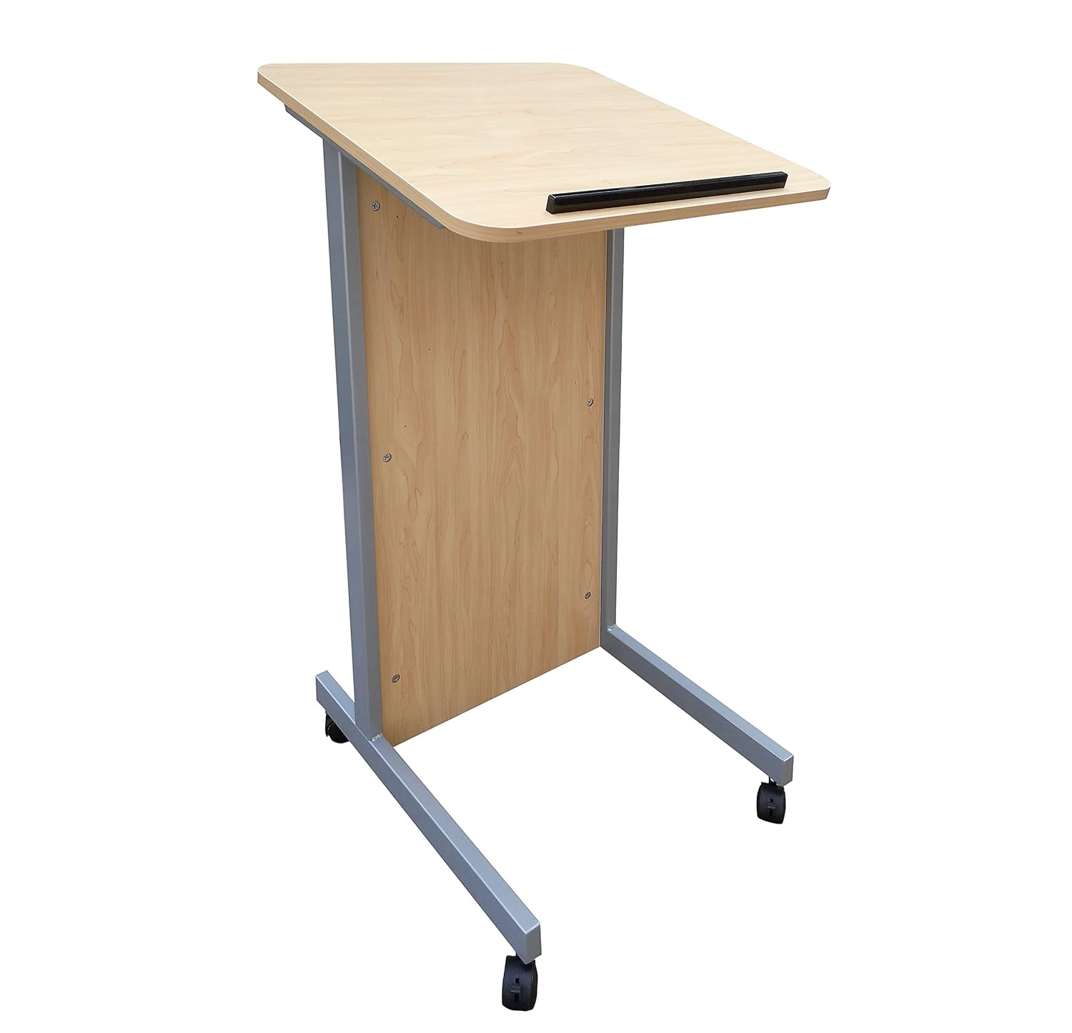 FixtureDisplays® Floor Standing Pulpit Lectern Podium w/Casters, Heavy Duty Steel Frame, Rolling Podium 21307-MAPLE
