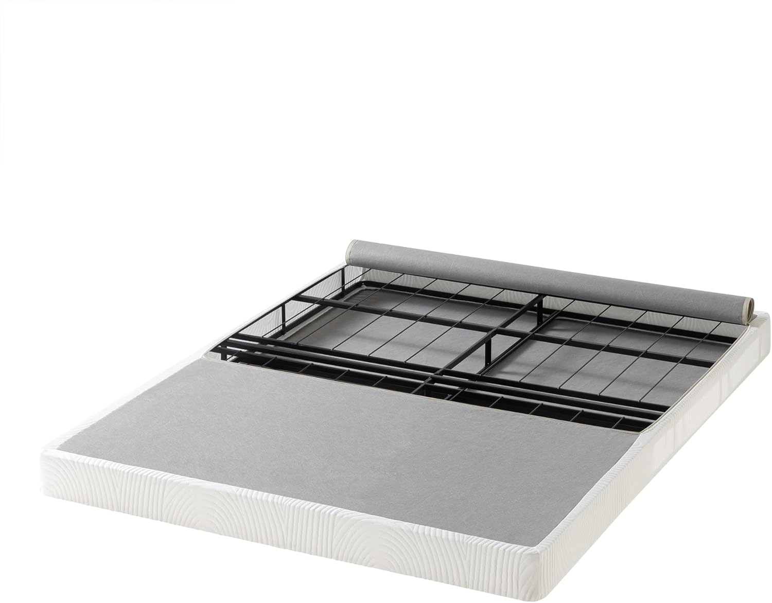 ZINUS 4 Inch Box Spring with Cover, No Assembly Mattress Foundation, Sturdy Metal Structure, Queen, White