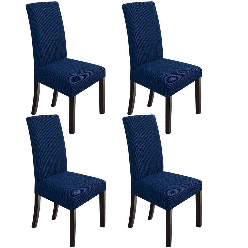 Chair Covers for Dining Room 4 Pack Navy Blue Chair Covers Super Fit Washable Kitchen Chair Protector Cover for Dining Room, Hotel, Ceremony