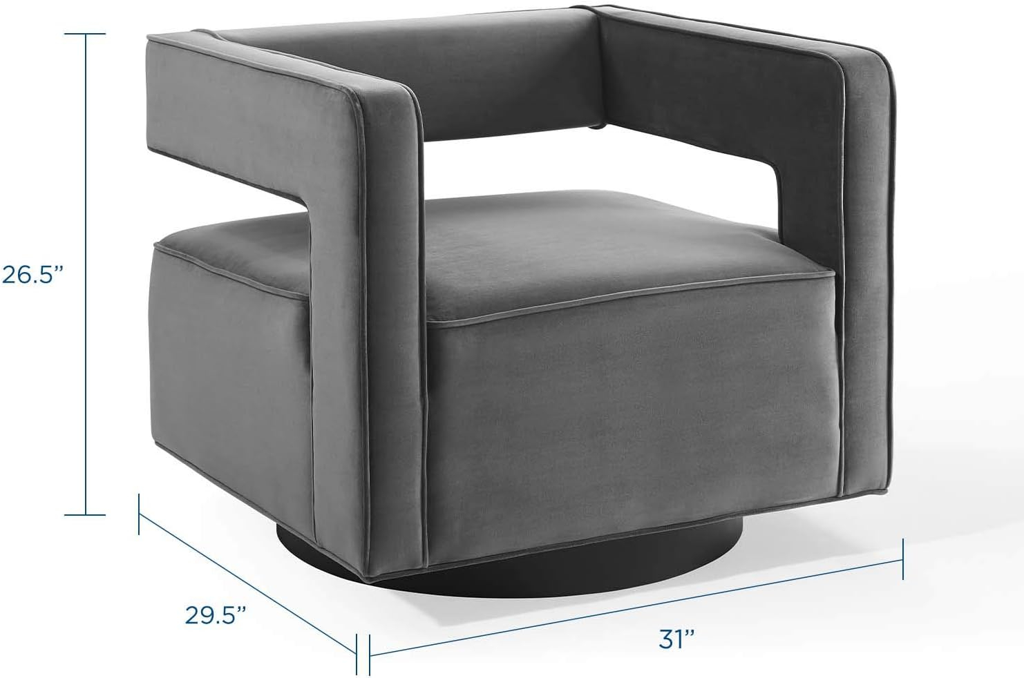 Booth Performance Velvet Swivel ArmchairGray