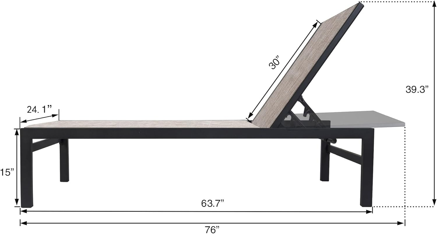 Kozyard 2 Packs Chaise Lounge Outdoor Aluminum Chaise Lounge Flat Comfortable Patio Chair